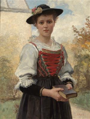 Girl Setting Out for Church by Friedrich Anton Otto Prolls - Auction record, sale price, and art valuation. Compare with similar artists and explore comparable artworks.