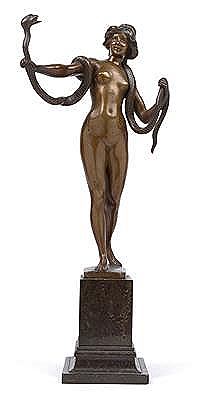 A female nude with a snake