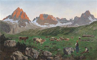 Evening in the Alps over the Parzinn Group near the Hanauer Hütte in the Lechtaler Alps by Ernst Heinrich Platz - Auction record, sale price, and art valuation. Compare with similar artists and explore comparable artworks.