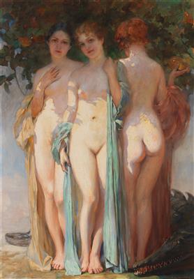 Three graces and a lindworm by Robert Auer - Auction record, sale price, and art valuation. Compare with similar artists and explore comparable artworks.