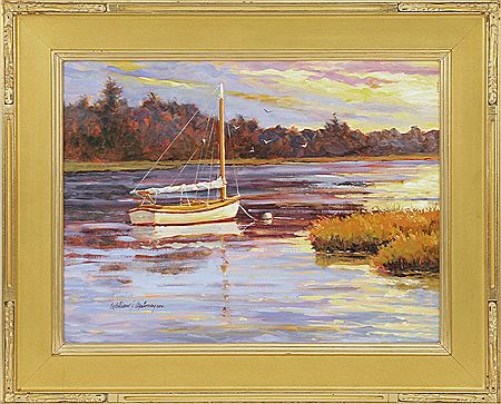 Boat moored in a marsh