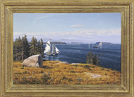 Schooner off Bar Harbor by Joseph McGurl - Auction record, sale price, and art valuation. Compare with similar artists and explore comparable artworks.