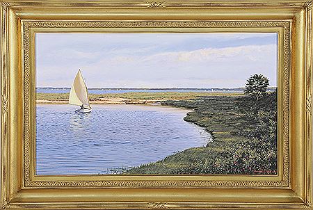 Catboat off the coast