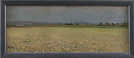 Sommerlandschaft mit Blick auf die schwarzen Berge und Moorburger Mühle