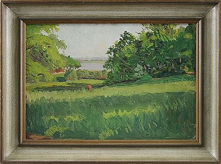 "Blick vom Jenisch Park über die Elbe auf Finkenwerder", um 1920