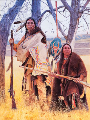 Sample artwork by David Yorke (Born 1949), known for figure, western, native american - View similar artists and auction records