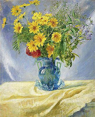 Vaso blu con fiori