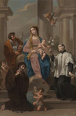 Sacra Famiglia con i santi Francesco di Paola e Luigi Gonzaga