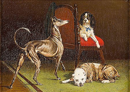 Interieur mit drei Rassehunden by Leopold de Cauwer - Auction record, sale price, and art valuation. Compare with similar artists and explore comparable artworks.