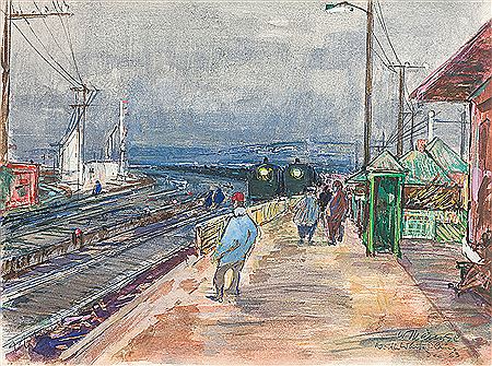 Am Bahnsteig der "North White Plains" Station in New York by Walter Marcuse - Auction record, sale price, and art valuation. Compare with similar artists and explore comparable artworks.