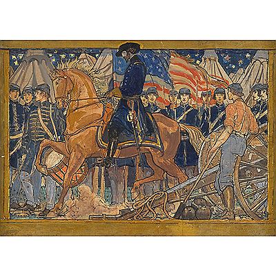 "GENERAL MEADE AND PENNSYLVANIA TROOPS IN CAMP BEFORE GETTYSBURG" by Violet Oakley - Auction record, sale price, and art valuation. Compare with similar artists and explore comparable artworks.