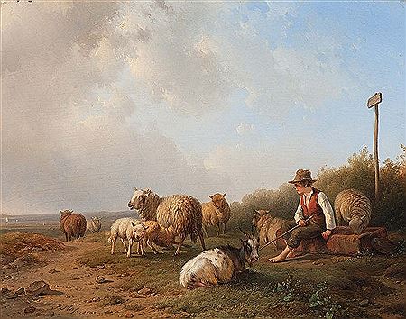 Shepherd with flock by Pieter Plas - Auction record, sale price, and art valuation. Compare with similar artists and explore comparable artworks.