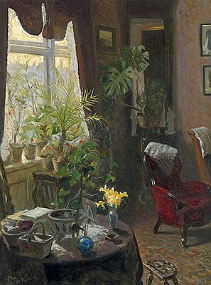 Interieur mit rotem Sessel