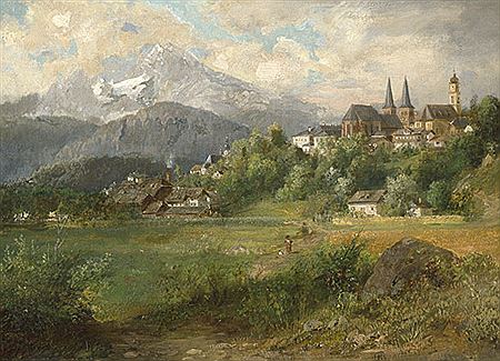 Sommerliche Landschaft mit Blick auf Berchtesgaden