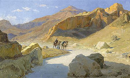 Kamelreiter im Tal der Könige (Wadi-al-Muluk) in Theben