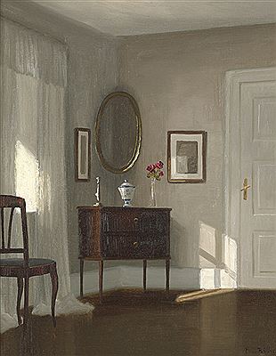 Interieur mit Spiegel und Kommode