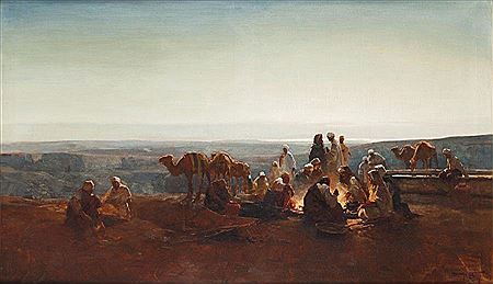 Le campement au crépuscule