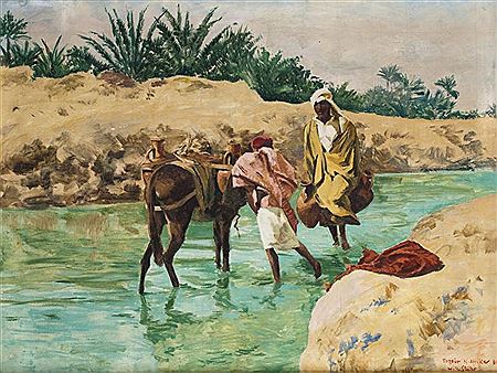 Porteur d'eau dans l'oasis de Tozeur by William Stuhr - Auction record, sale price, and art valuation. Compare with similar artists and explore comparable artworks.