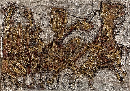 Sample artwork by Victor Khromin (1948 - 2015), known for abstract figurative painting, hand made paper objects - View similar artists and auction records