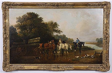 A logger and gentleman conversing at a ford by Samuel Joseph Clark - Auction record, sale price, and art valuation. Compare with similar artists and explore comparable artworks.