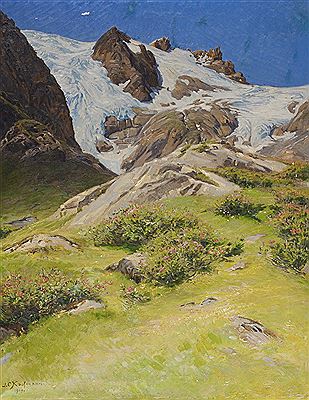 Sommerliche Gebirgslandschaft mit Gletscher