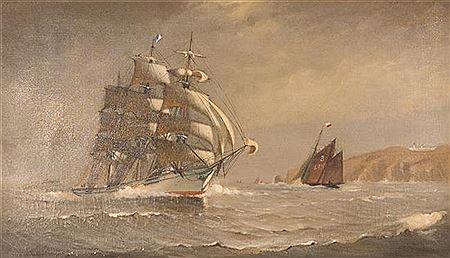SHIPS ALONG A ROCKY COAST