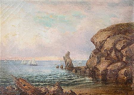 ROCKY COVE WITH SHIPS