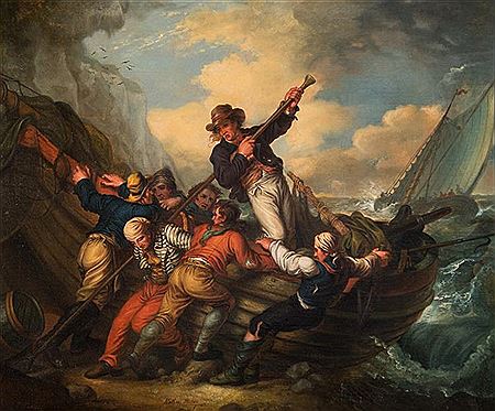 SMUGGLERS PUSHING OFF THEIR BOAT