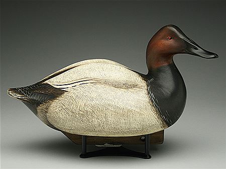 Hollow carved canvasback drake