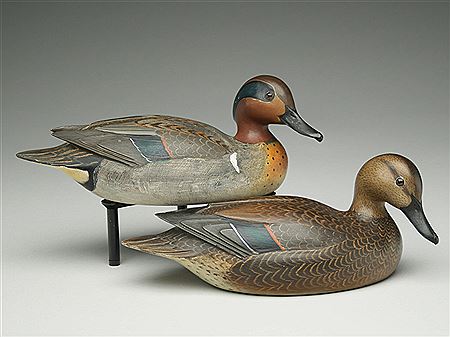 Pair of decorative greenwing teal
