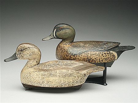 Very rare rigmate pair of bluewing teal