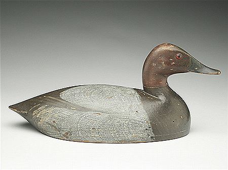 Exceptional hollow carved canvasback drake in rare early season plumage