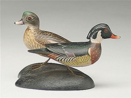 Very rare double mount pair of miniature wood ducks