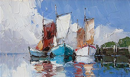 Turquoise sail boat