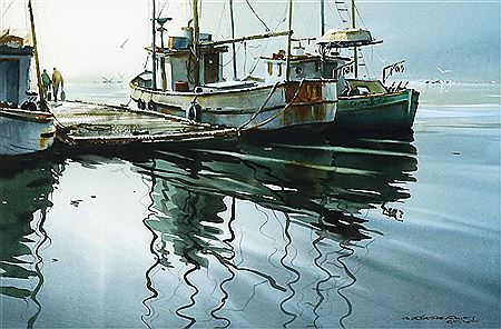 Sample artwork by Brian John Travers-Smith (Born 1931), known for realist painting of marine scenes, genre, landscapes, printmaking, teaching - View similar artists and auction records