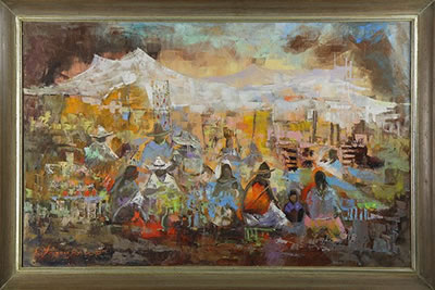 Market scene with figures
