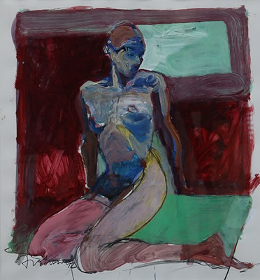 Kneeling Figure with Pink Leg," 1992 by Kim Frohsin - Auction record, sale price, and art valuation. Compare with similar artists and explore comparable artworks.