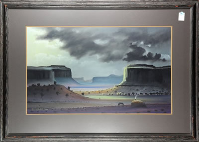 Summer Storm over the Mesa by Robert Draper - Auction record, sale price, and art valuation. Compare with similar artists and explore comparable artworks.