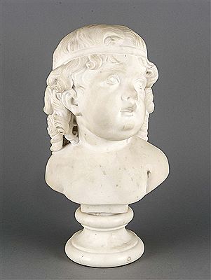 Büste eines Kleinkindes mit Stirnband by Jean Francois Vanden Kerckhove - Auction record, sale price, and art valuation. Compare with similar artists and explore comparable artworks.