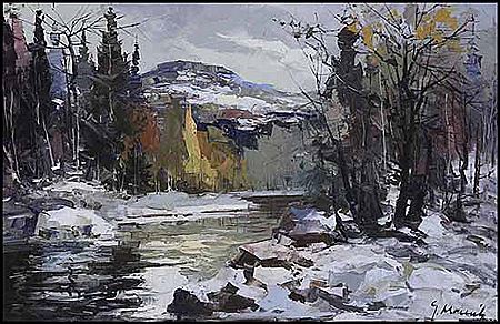 Sample artwork by Gordon Marich (1913 - 1975), known for portrait, landscape, city scene and flower painting - View similar artists and auction records