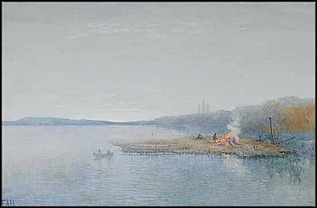 Landscape with Encampment on a Timber Raft