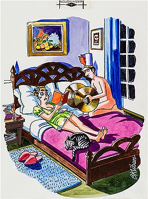 Sample artwork by Bernard Kliban (1935 - 1990), known for cat magazine cartoons - View similar artists and auction records