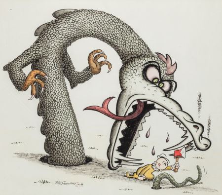 Bud Sagendorf - Popeye Specialty Illustration with Swee'Pea Original Art