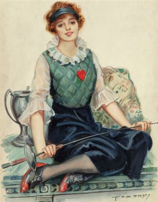 "Fencing, American Art Works calendar illustration"