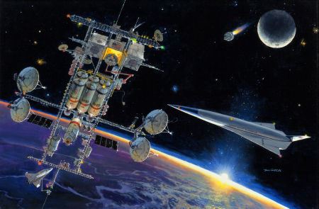 "Space Plane in Earth Orbit - 2,000 A.D."