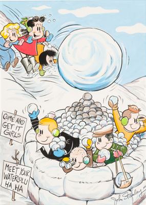 N Stanley Little Lulu and Tubby Painting Original Art (1977)