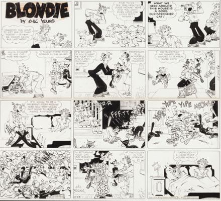 Chic Young Blondie Sunday Comic Strip Original Art dated 12-23-51 (King Features Syndicate, 1951)