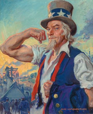 "It's Time to Build a Stronger America, Uncle Sam American Industry advertisement"