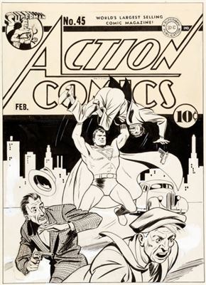 Fred Ray Action Comics #45 Cover Superman Original Art