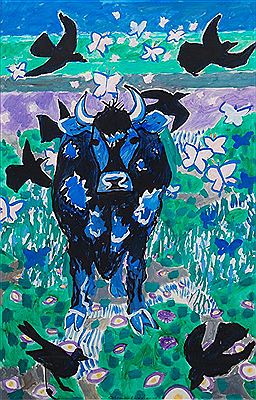 Sample artwork by Schomer Frank Lichtner (1905 - 2006), known for modernist droll animal and figure drawings, graphics - View similar artists and auction records